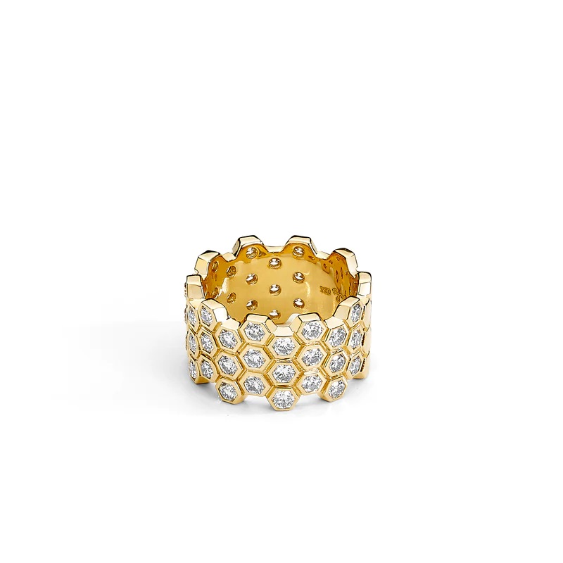 18kt Geometrix Honeycomb Ring