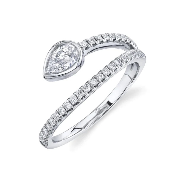 Korman Signature 14kt White Gold Diamond Pear Wrap Ring