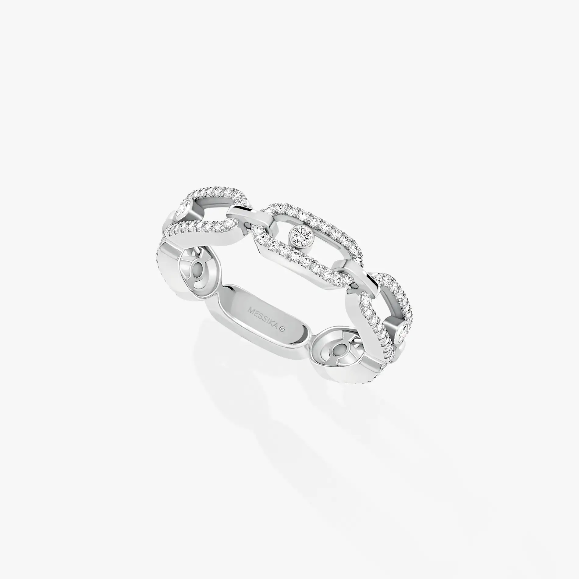 Messika 18kt White Gold Move Link Multi Pave Ring