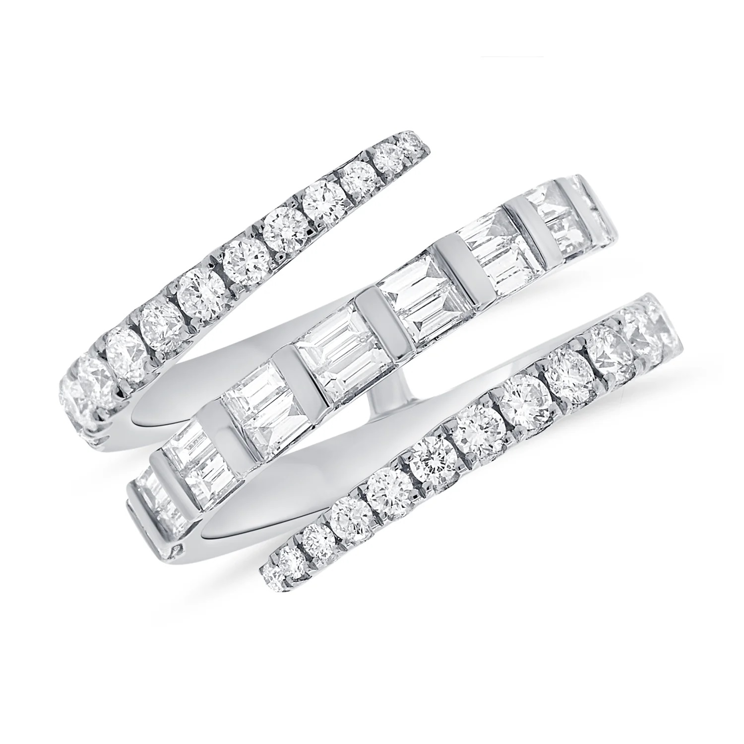 14kt Diamond Baguette Crossover Ring