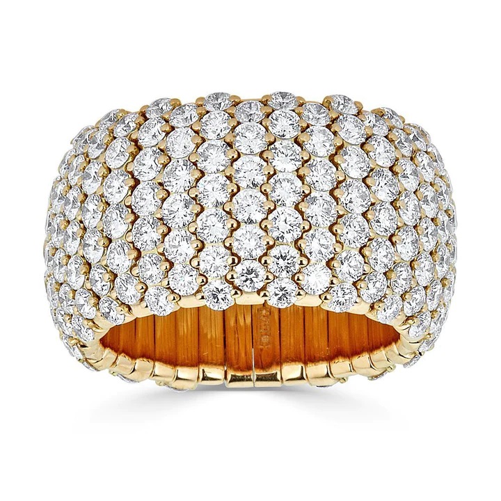 Zydo18kt Yellow Gold Diamond Domed Wide Stretch Ring.