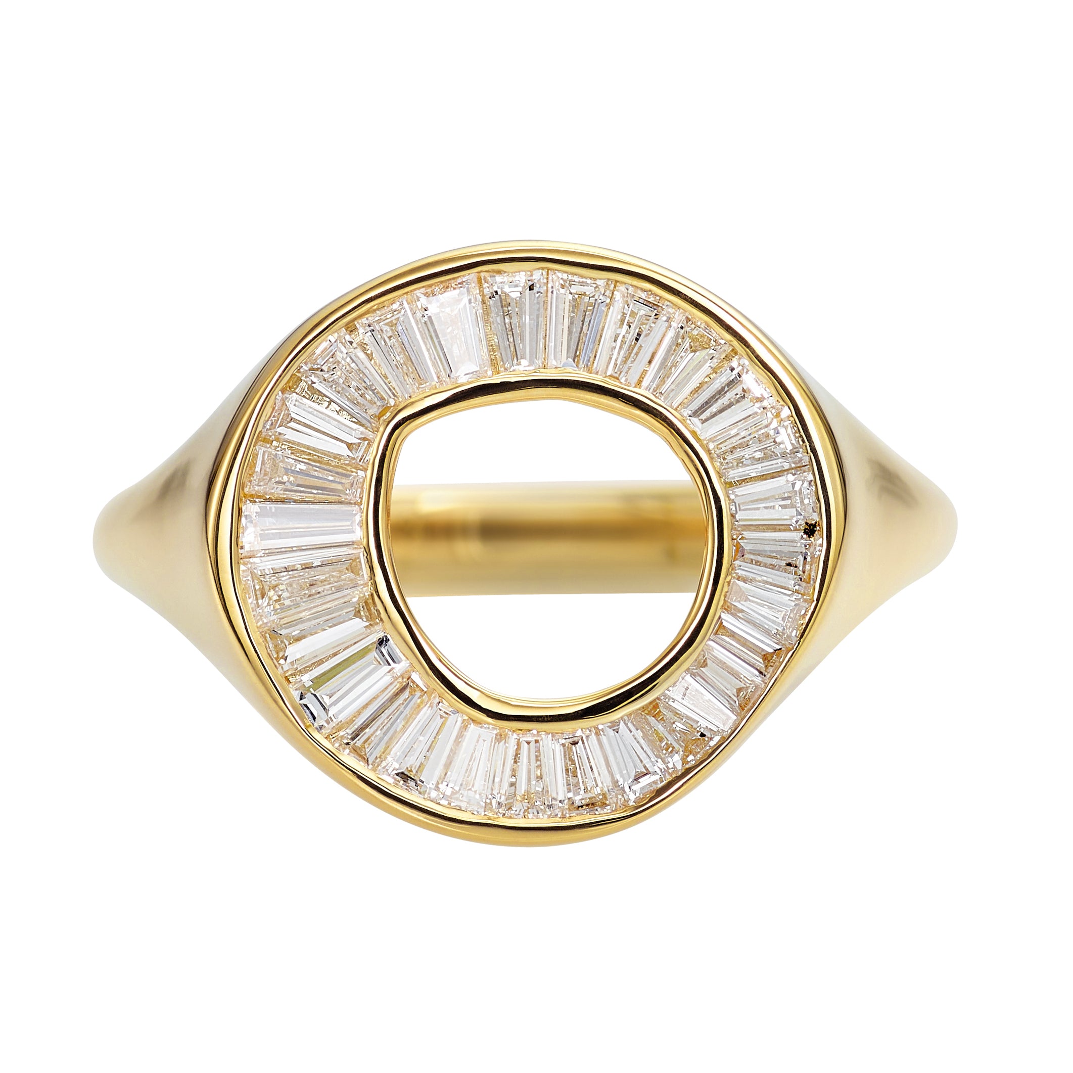 Artemer 18kt Yellow Gold Tapered Baguette Diamond Sphere Ring