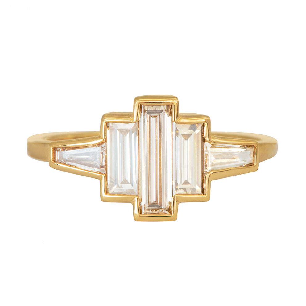Artemer 18kt Yellow Gold Art Deco Baguette Diamond Ring