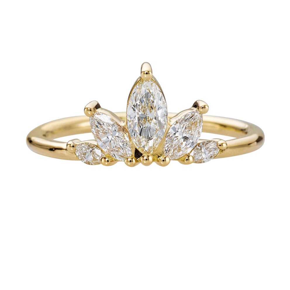 Artemer 18kt Yellow Gold Petal Wedding Band With Marquise Cut Diamonds