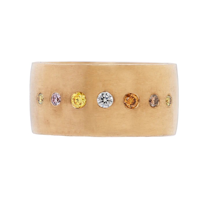 Sethi Couture 18kt Yellow Gold Dunes Multi Color Diamond Cigar Band