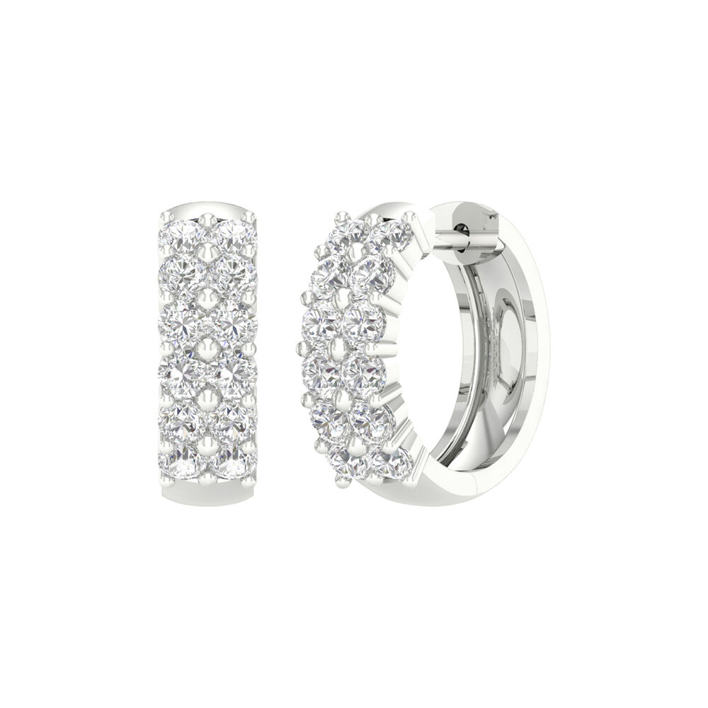 18kt Double Row Diamond Hoop Earrings