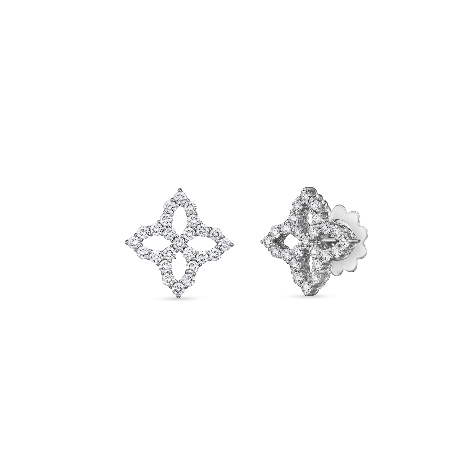 18kt Diamond Princess Flower Stud Earrings