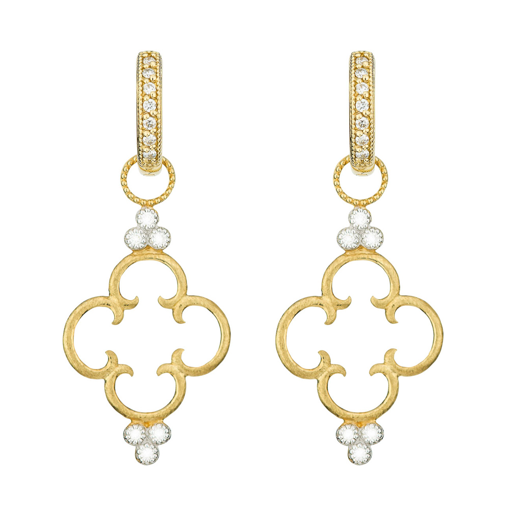 18kt Simple Clover Diamond Trio Earring Charms