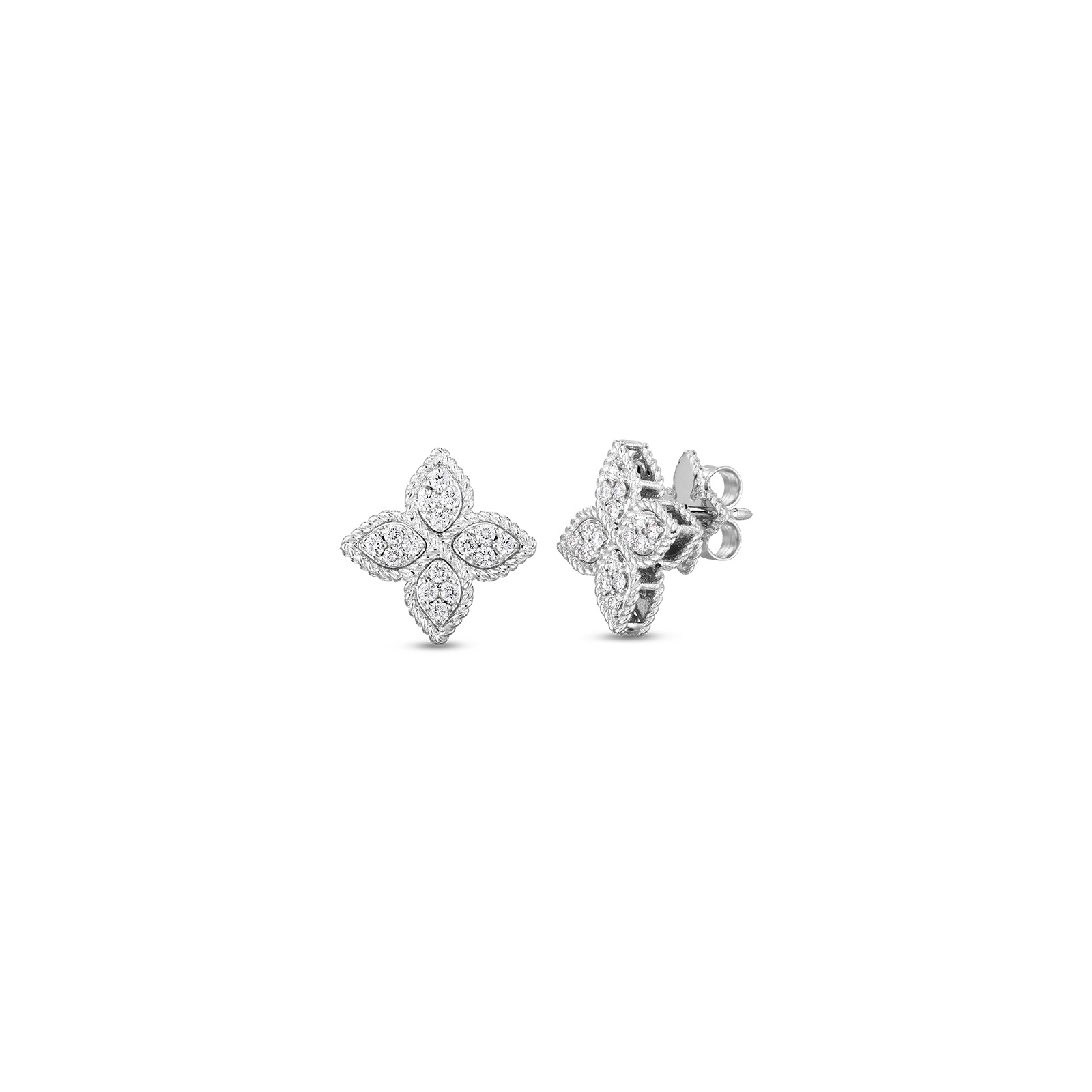 18kt Medium Princess Flower Stud Earrings