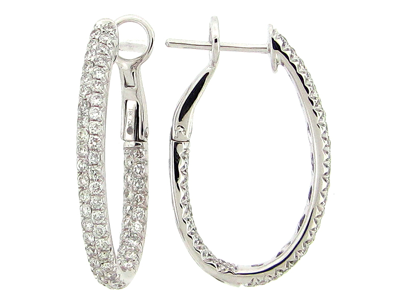 Korman Signature 14kt White Gold Diamond Pave Oval Hoop Earrings