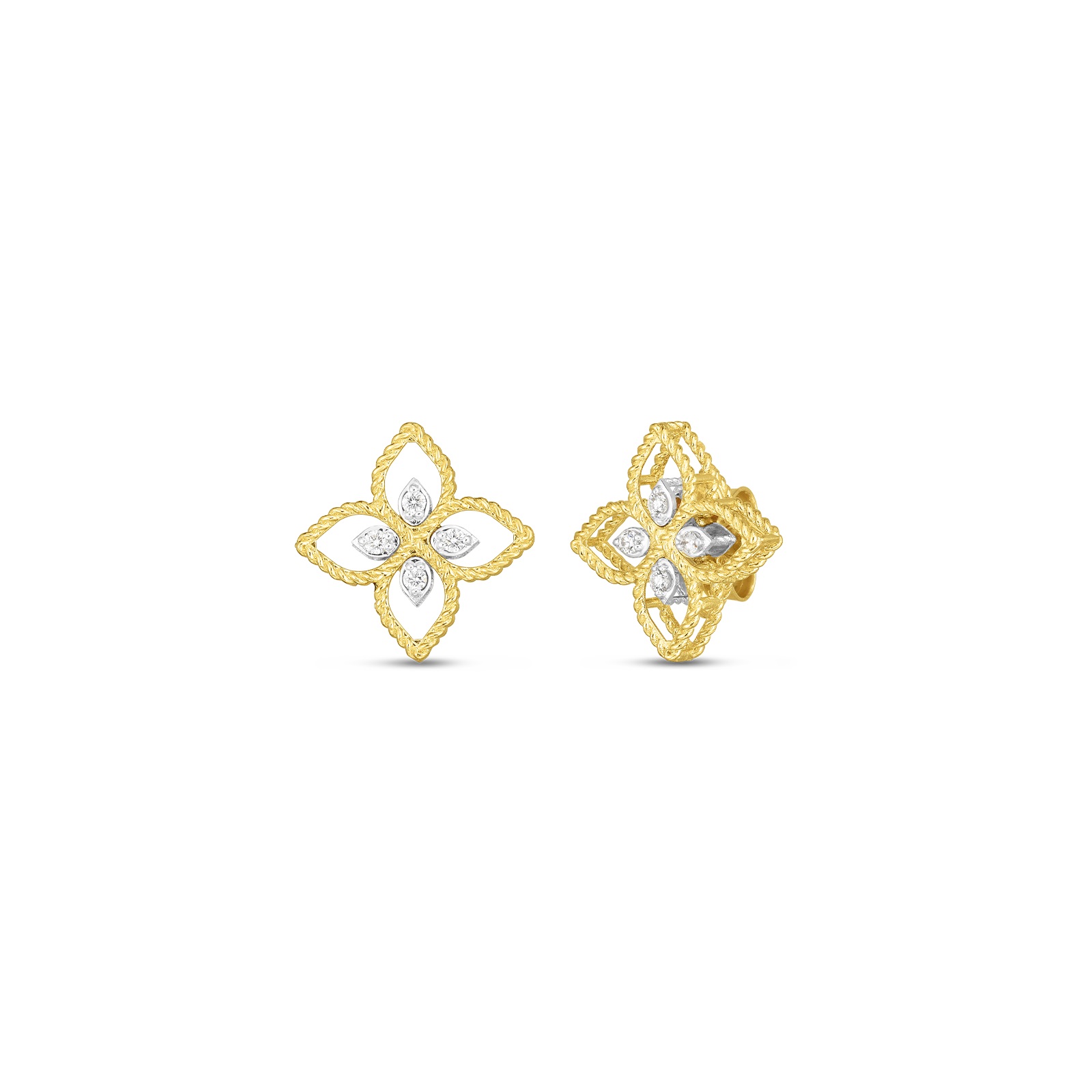 18kt Princess Flower Open Diamond Stud Earrings