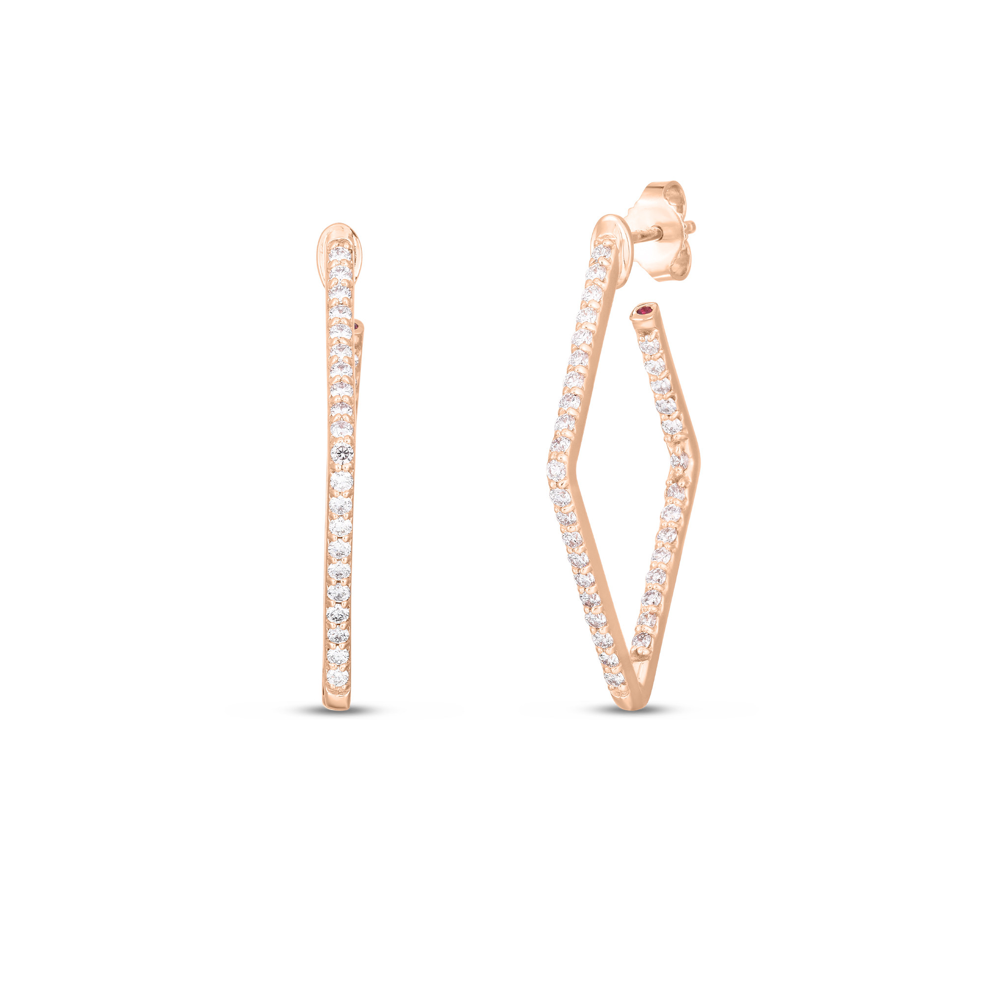 18kt Small Diamond In/out Square Hoops