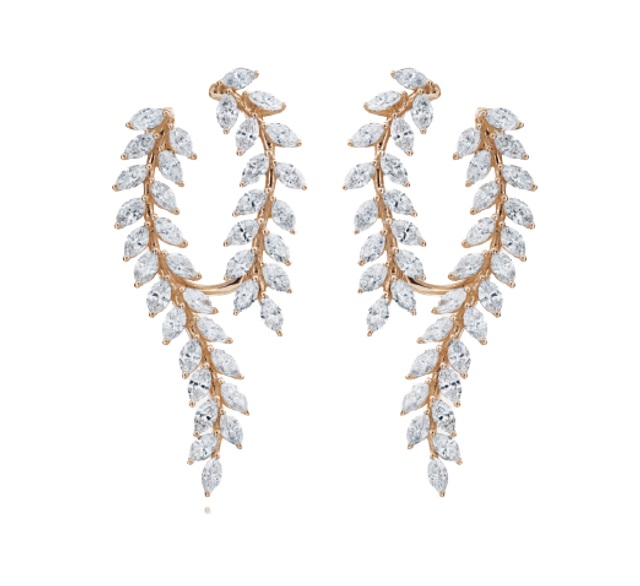18kt Floral Drop Style Earrings