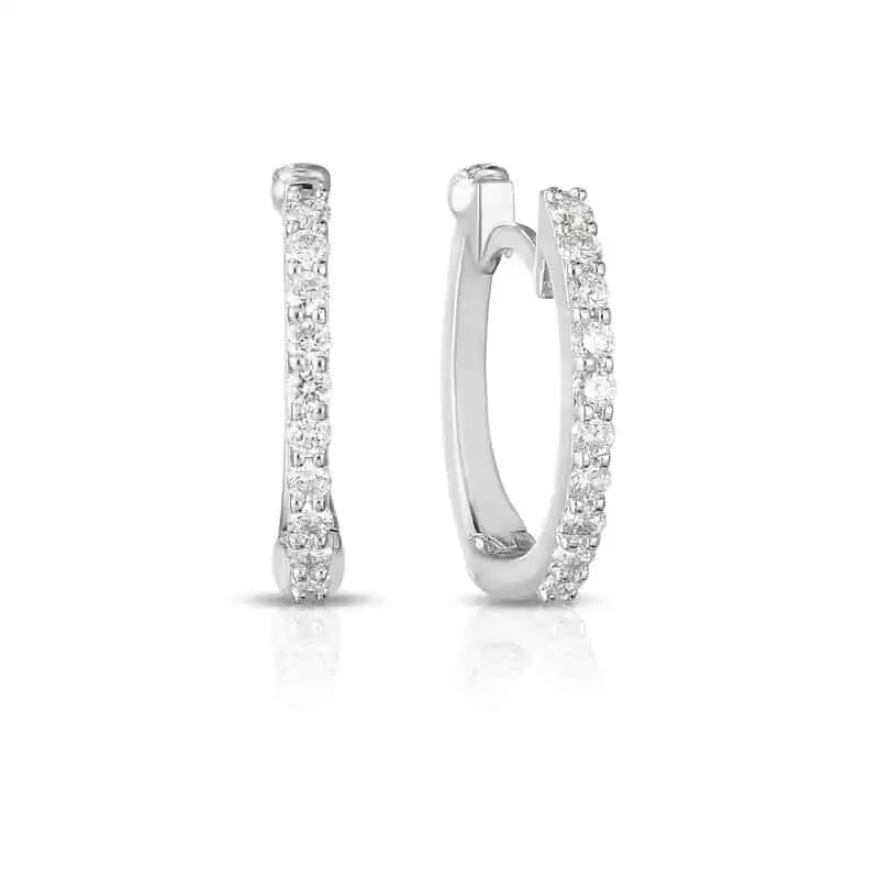 18kt Pave Diamond Huggie Hoops