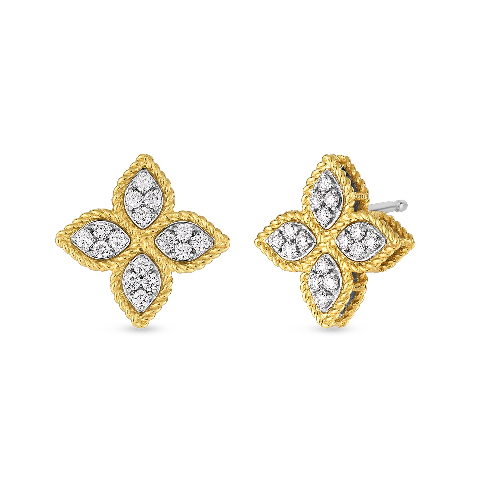 18kt Medium Princess Flower Stud Earrings