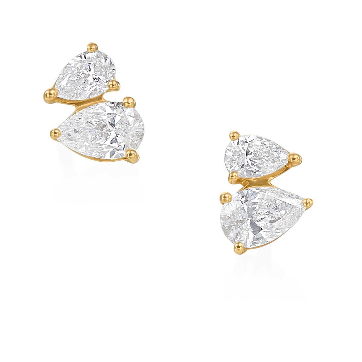 Korman Signature 14k Yellow Gold .75ctw 2 Pear Shape Diamond Earrings