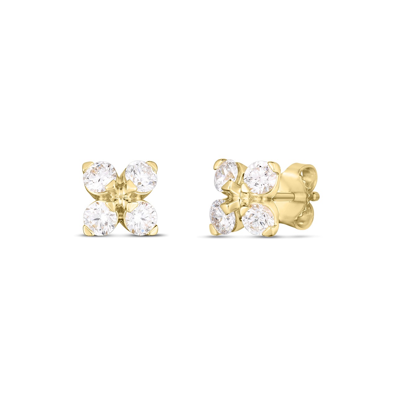 18kt Diamond Love In Verona Flower Stud Earrings