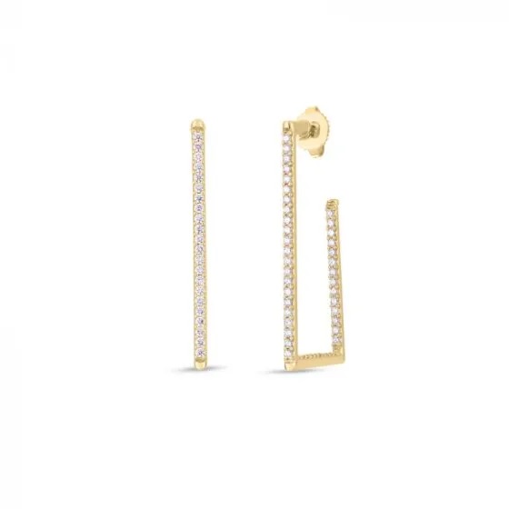 Roberto Coin 18kt Rectangular In/out Hoop Earrings