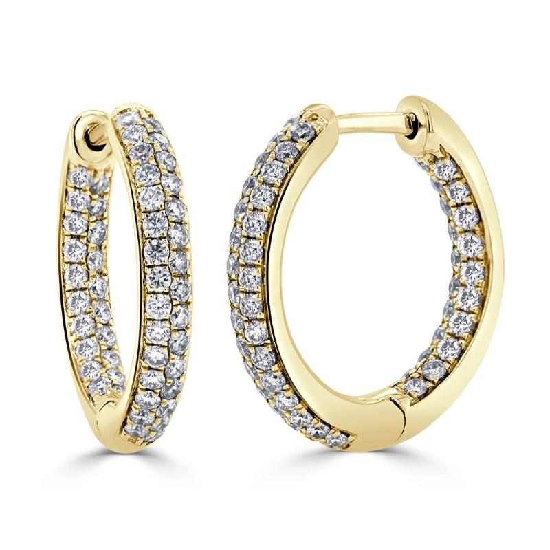 14kt 1ct Diamond Pave Hoop Earrings