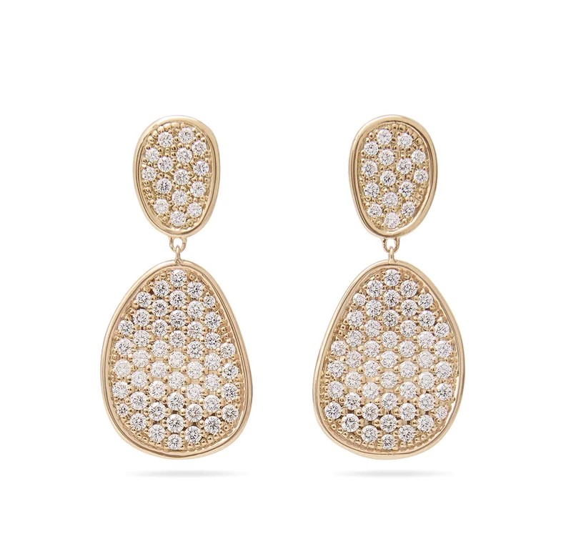 Marco Bicego 18kt Lunaria Diamond Pave Disc Dangle Earrings