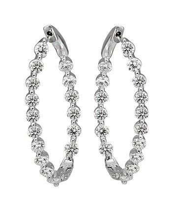 18k White Gold 4.57ctw 32 G Vs Diamond Inside-out Medium Twisted Hoop Earrings Serial Ed36071