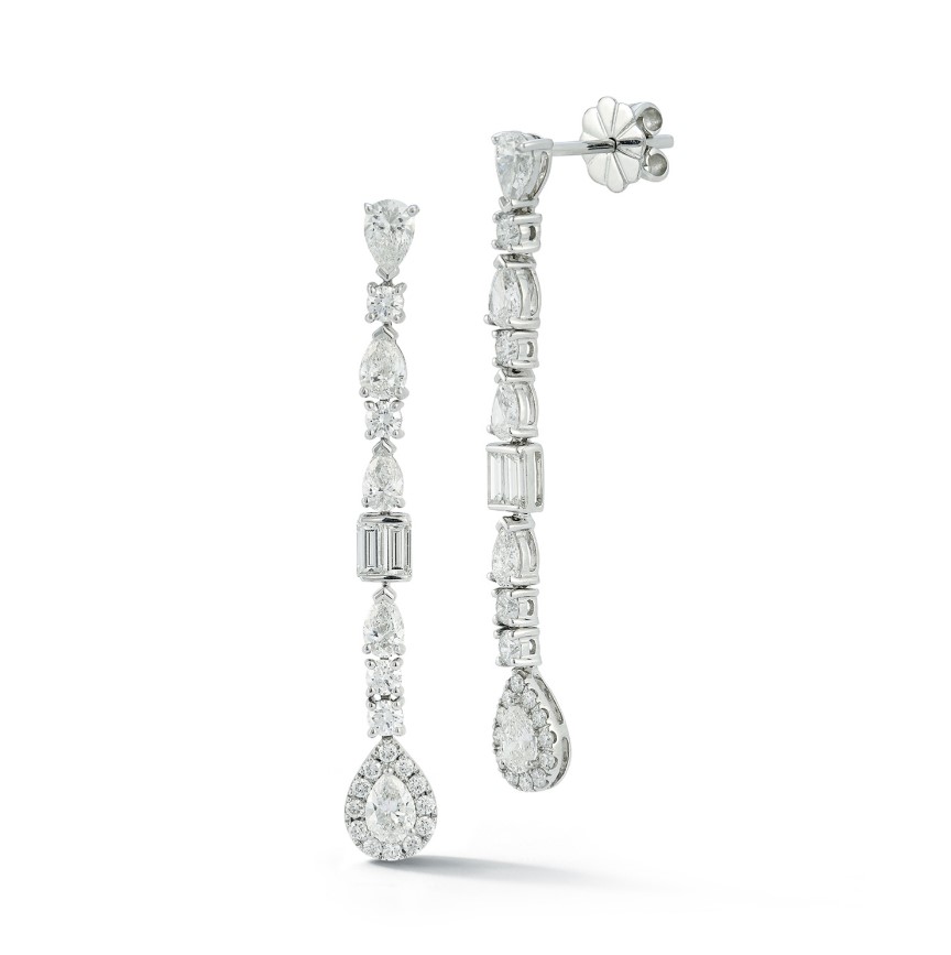 Korman Signature 14kt White Gold Multi Diamond Dangle Earrings