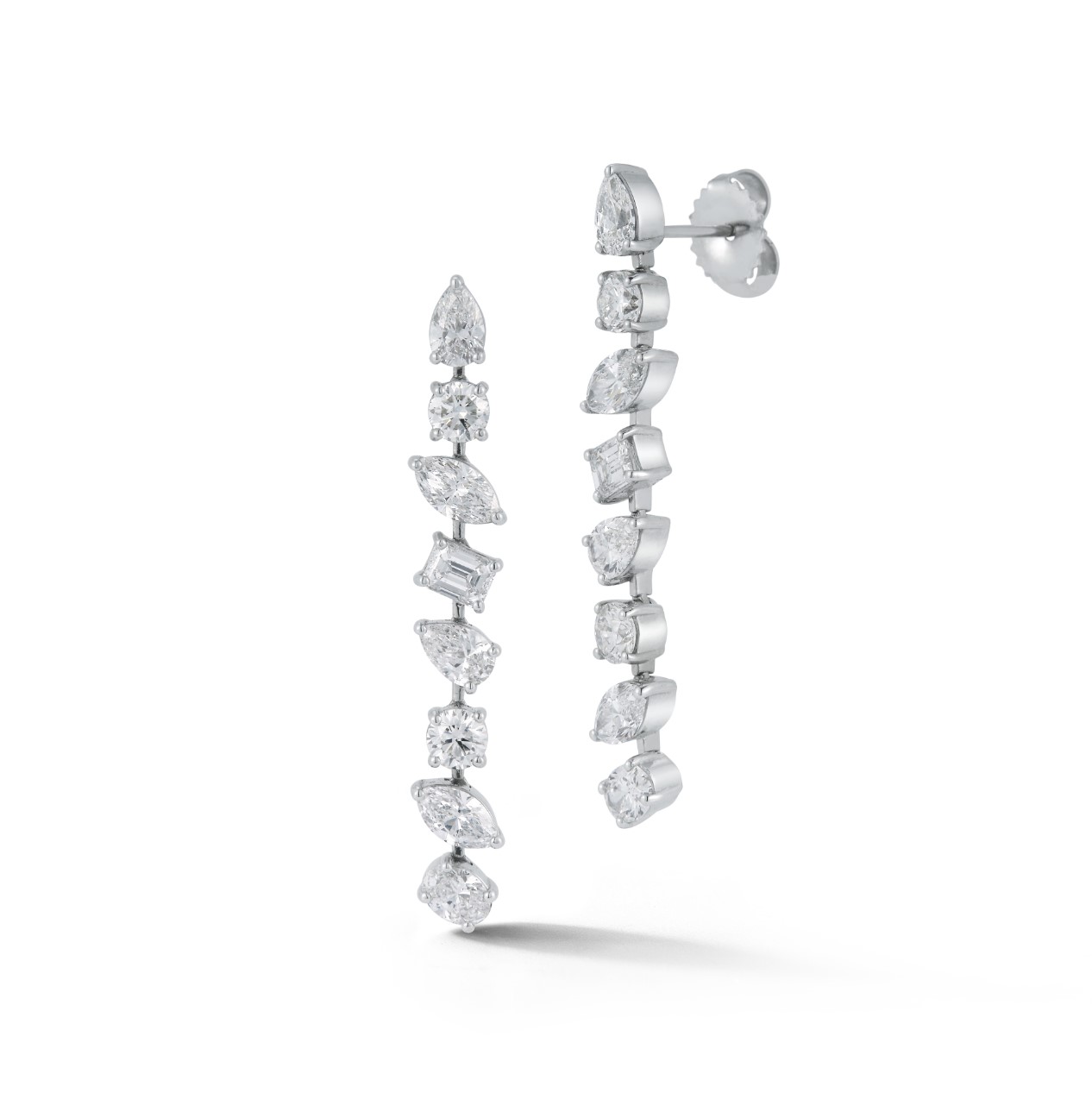 14kt Multi Shape Diamond Drop Earrings