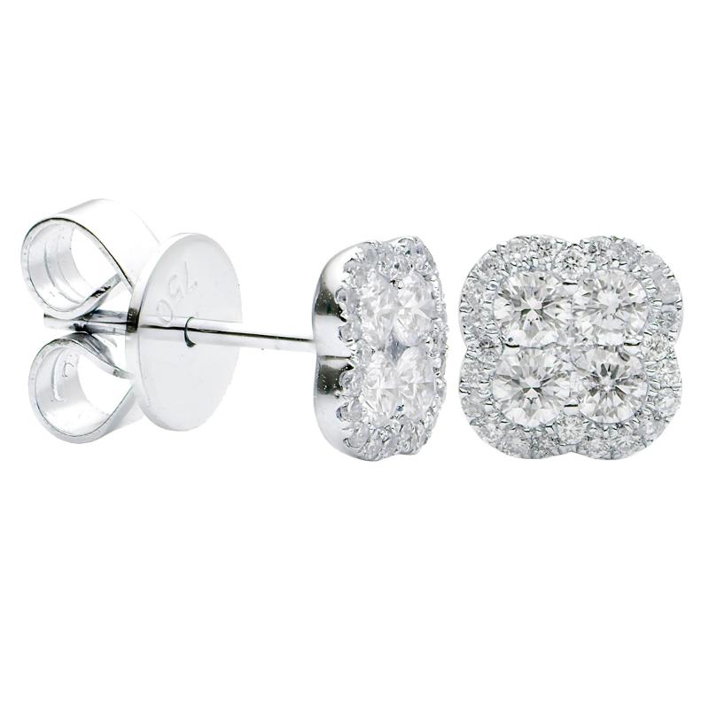 18kt Diamond Cluster Halo Stud Earrings