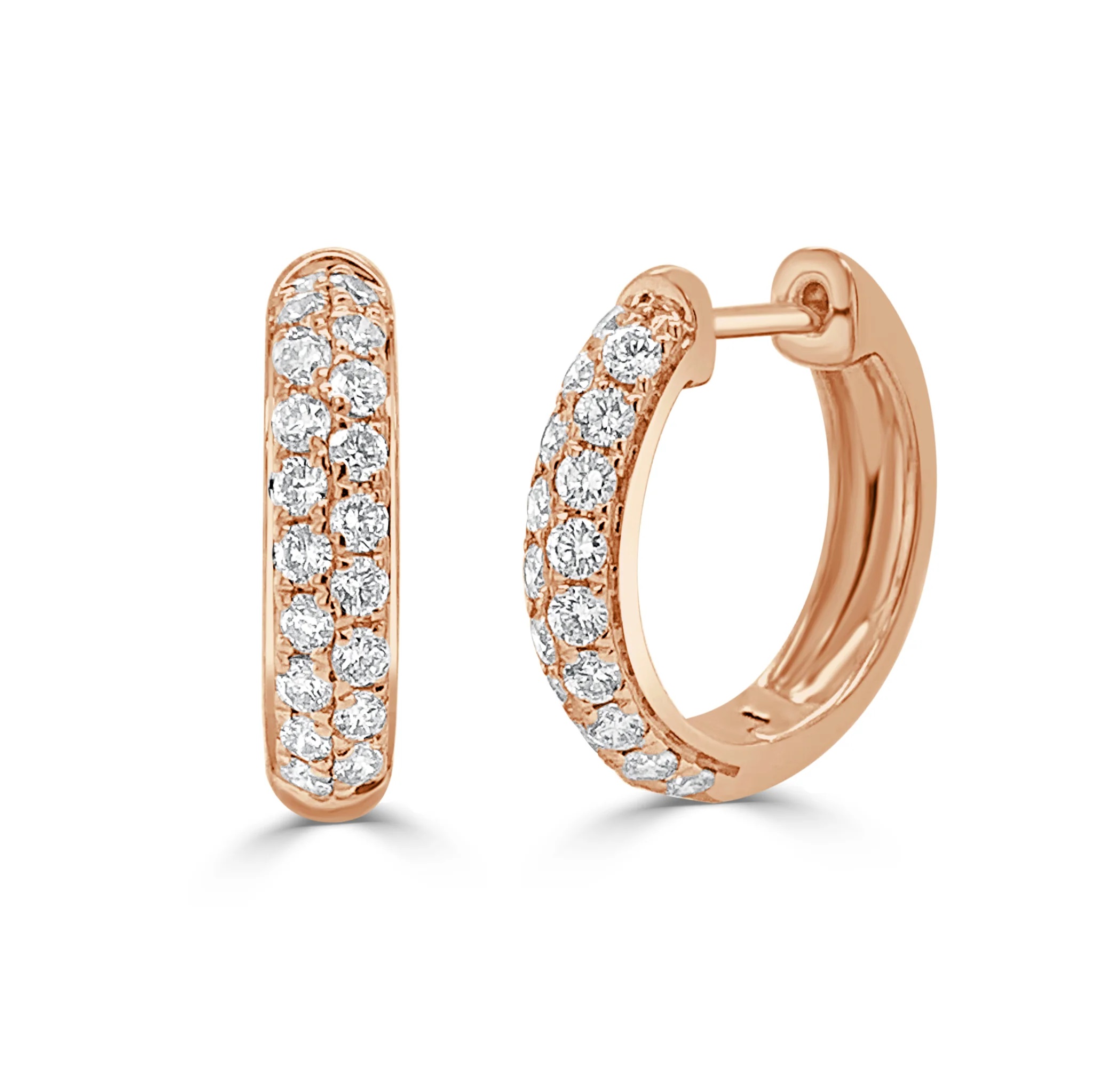 14kt Diamond Double Row Hoop Earrings