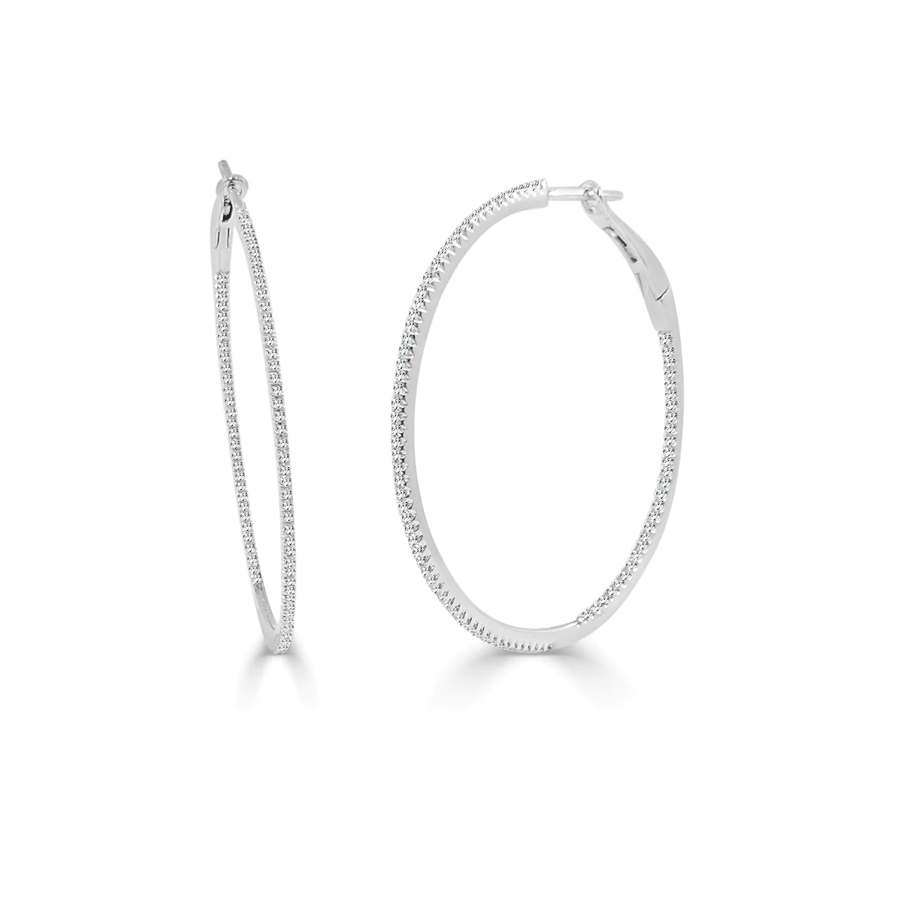 14kt Thin Diamond Hoop Earring