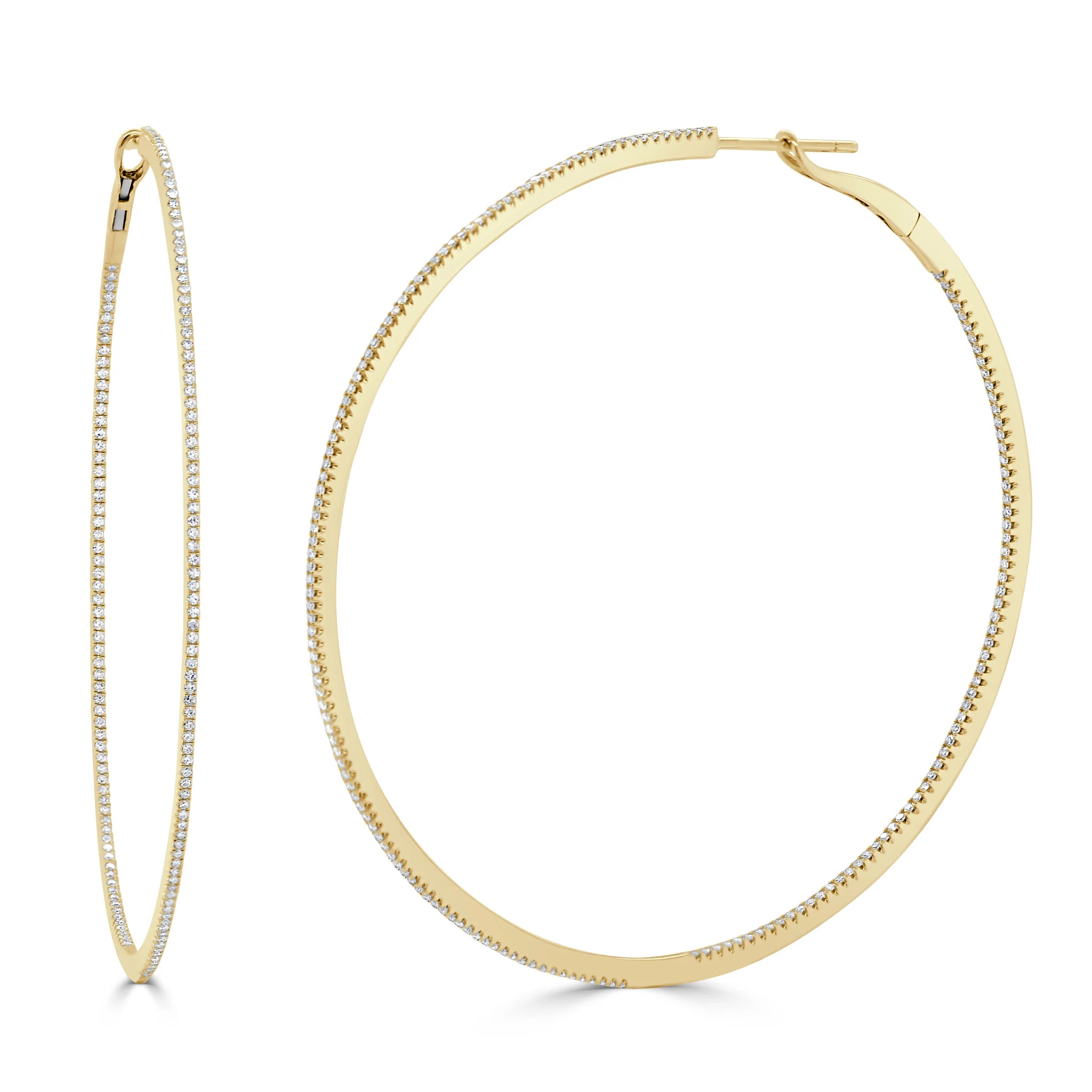 14K Diamond Hoop Earring, Solid 14K Gold Earrings Hoops, Solid Gold Diamond  Huggie Hoop Earrings, 14K Gold Cartilage Small Hoop Diamonds – Valensole  Jewelry