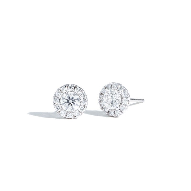 18kt Diamond Halo Stud Earrings