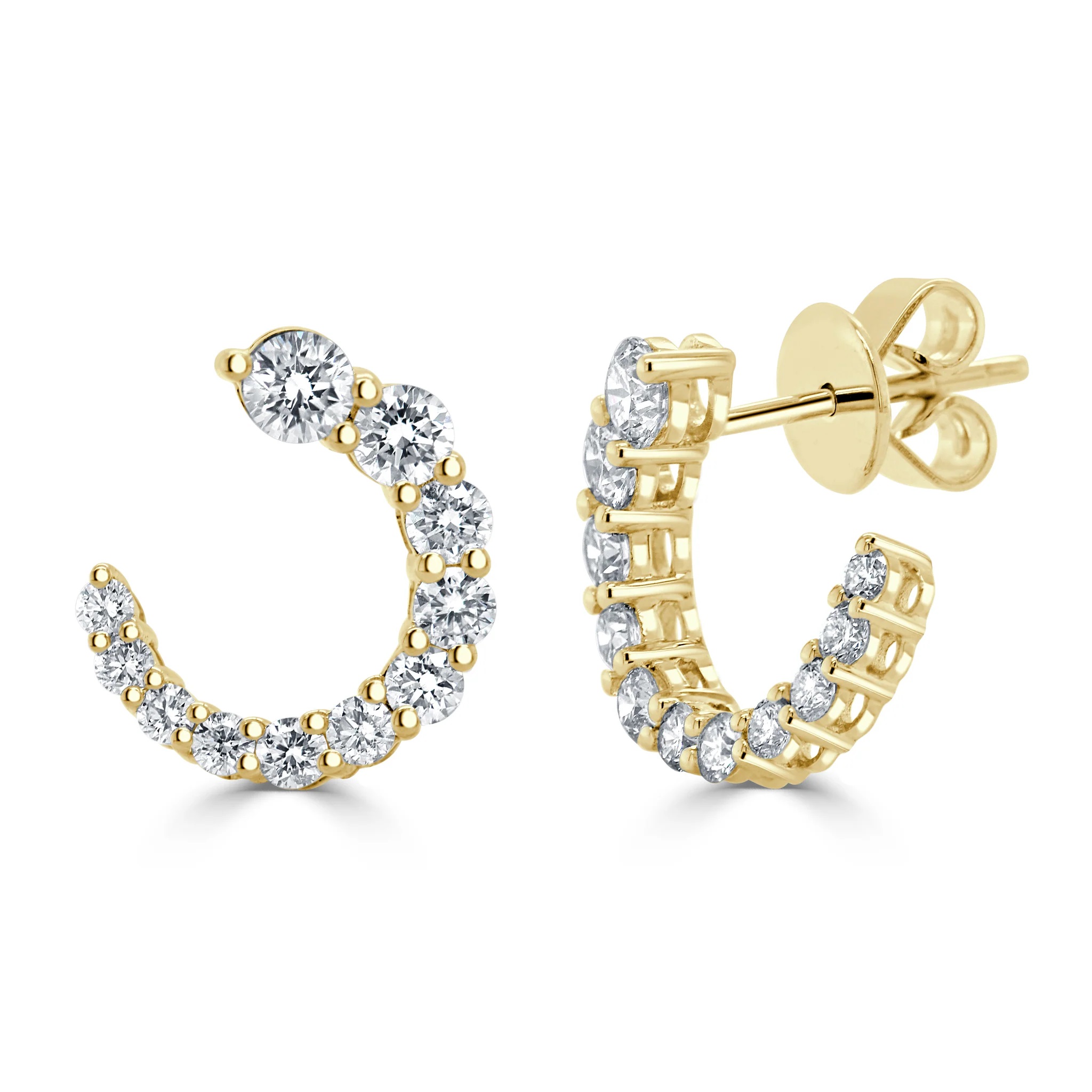 14kt Curved Diamond Earrings