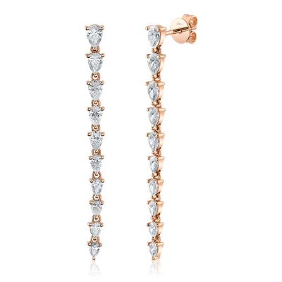 14kt Pear Diamond Line Drop Earrings