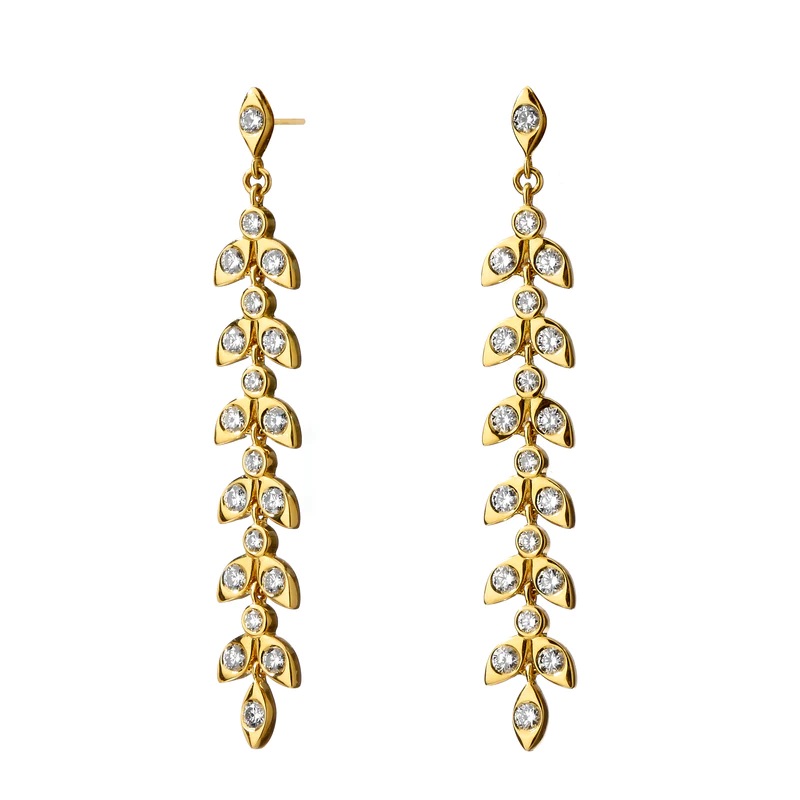 18kt Diamond Jardin Leaf Earrings