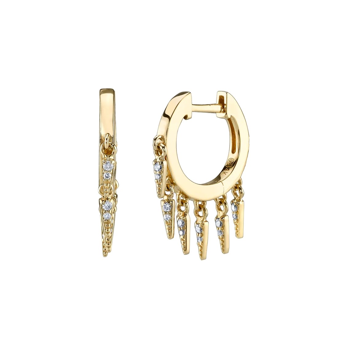 14kt Fringe Huggie Hoops