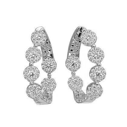 Korman Signature 18kt White Gold  Curved Diamond Hoop Earrings