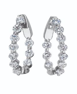 Korman Signature 18kt White Gold Diamond Inside Out Twisted  Hoop Earrings