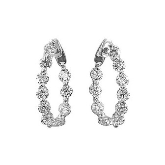 Korman Signature 18kt White Gold Diamond Curved  Inside Out Hoop Earrings