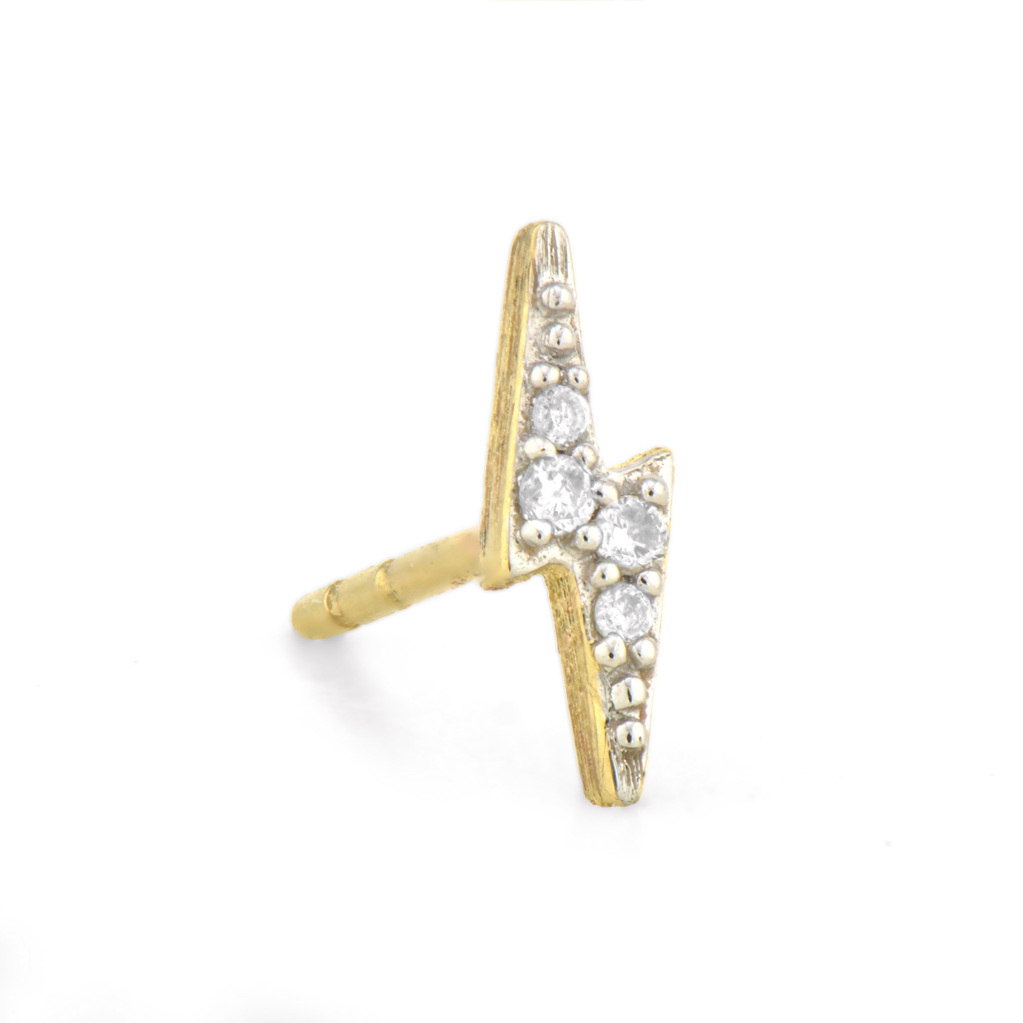 18kt Petite Diamond Lightning Bolt Stud Earring