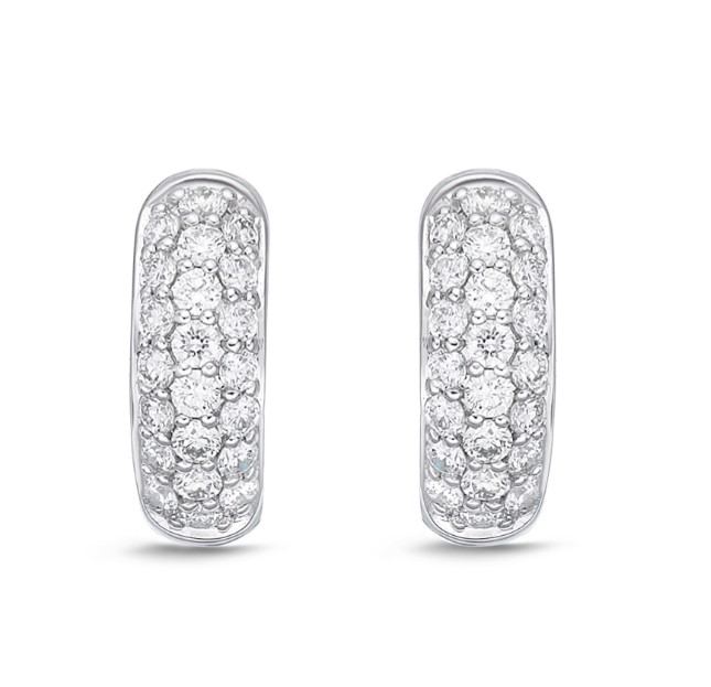 18kt Pave Diamond Huggie Hoops