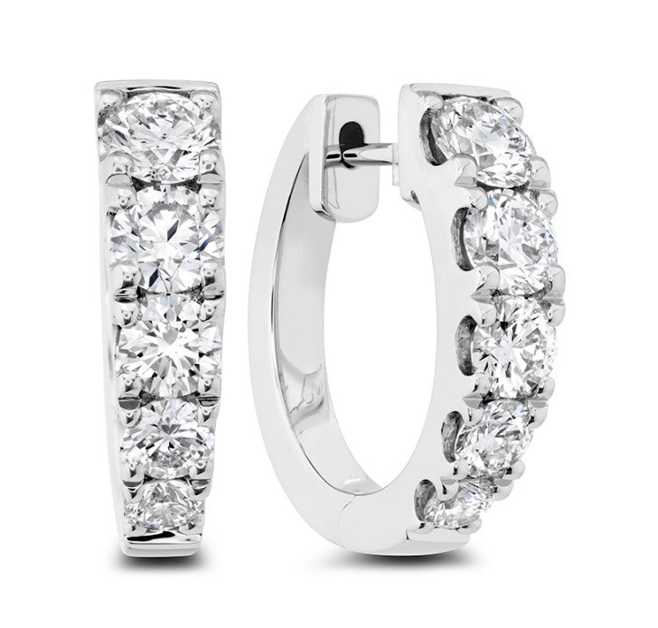 18kt Graduated Diamond Huggie Hoops