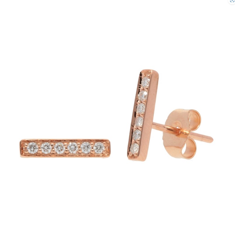 Korman Signature 14kt Rose Gold Bar Stud Earrings