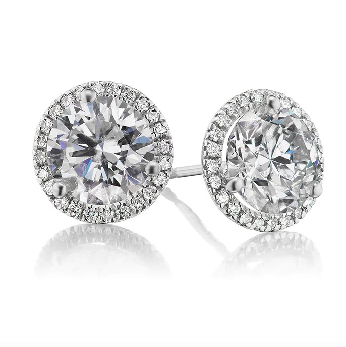 18kt Halo Diamond Stud Earrings