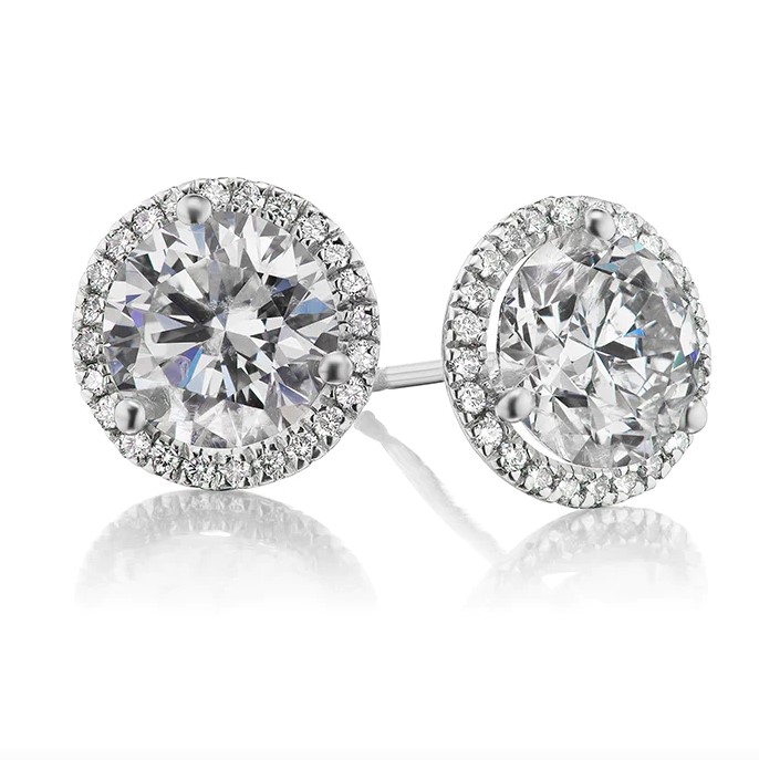 Korman Signature 18kt White Gold Halo Diamond Stud Earrings