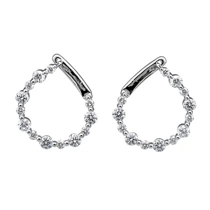 18kt Oval Diamond Hoop Earrings
