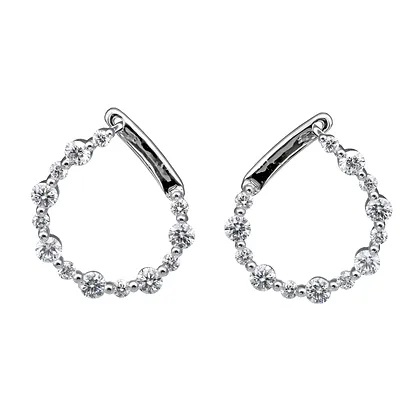 Korman Signature 18kt White Gold Oval Diamond Hoop Earrings