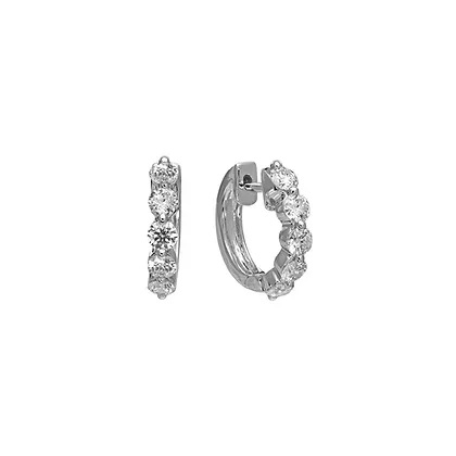 Korman Signature 18kt White Gold Five Diamond Huggie Hoops