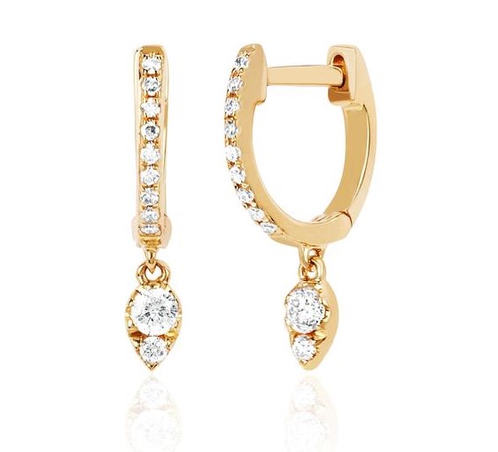 14kt Diamond Mini Teardrop Huggie Hoops