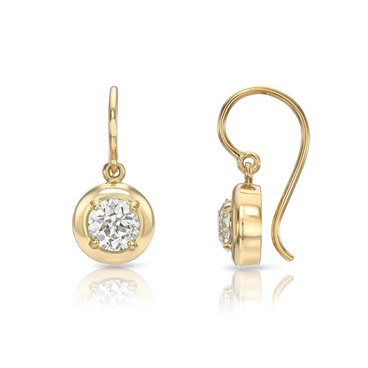 Single Stone 18kt Yellow Gold  Randi Drop Earrings